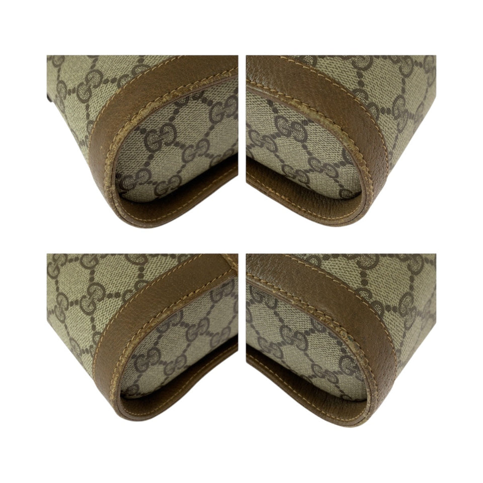 Gucci Shoulder Bag 904 02 070 GG Supreme Canvas Beige Brown Gold Metal Old Gucci Shelly Line