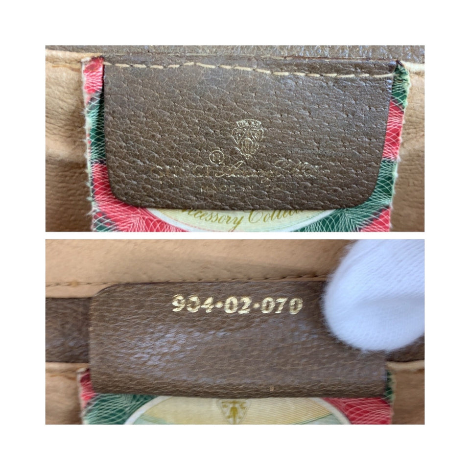 Gucci Shoulder Bag 904 02 070 GG Supreme Canvas Beige Brown Gold Metal Old Gucci Shelly Line