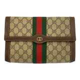 Gucci Clutch bag 38 GG Supreme Canvas Beige Brown Gold Metal Sherry line