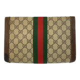 Gucci Clutch bag 38 GG Supreme Canvas Beige Brown Gold Metal Sherry line