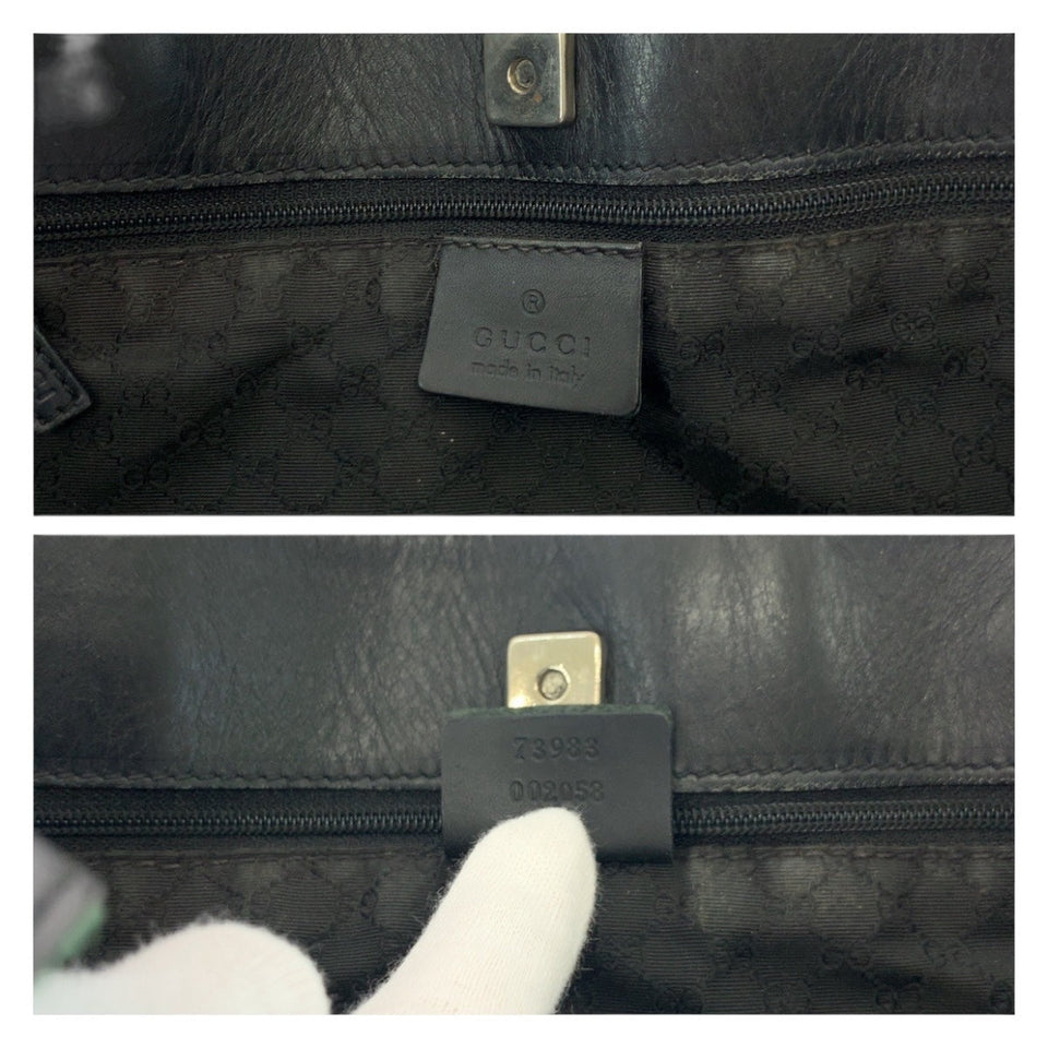 Gucci Tote Bag 73983 canvas Black SilverMetal Sherry line