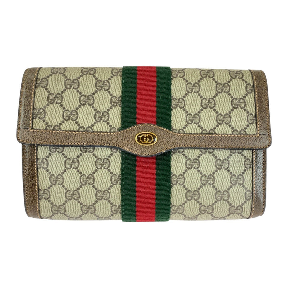 Gucci Clutch bag 89 01 006 GG Supreme Canvas Beige brown Sherry line