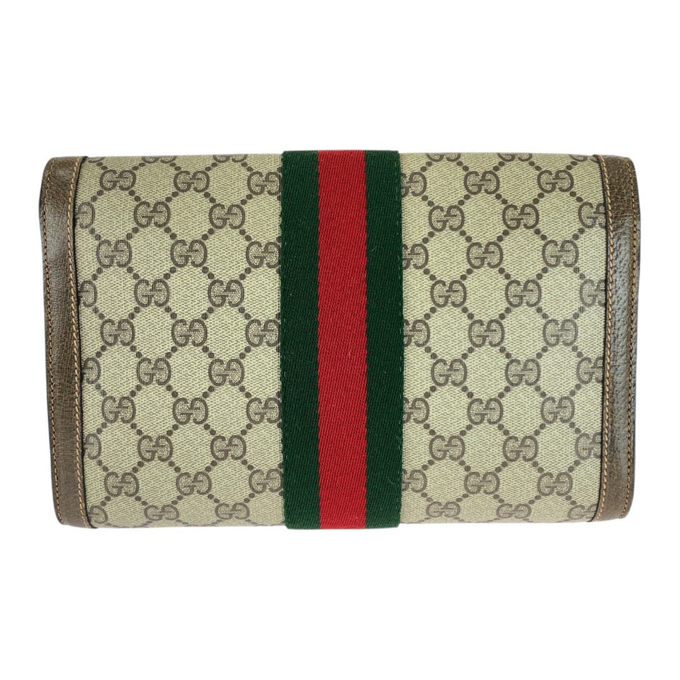Gucci Clutch bag 89 01 006 GG Supreme Canvas Beige brown Sherry line