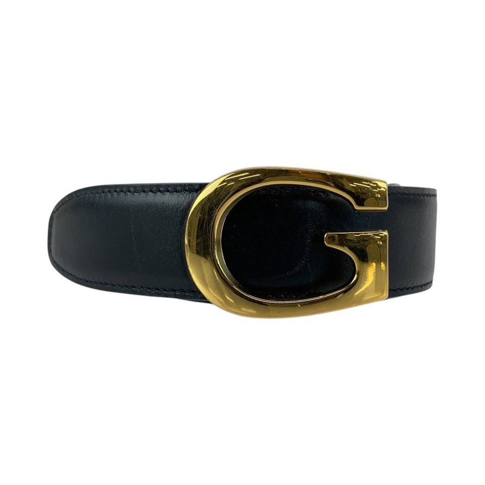 Gucci belt 036 194 0956 leather Black GoldMetal G buckle 24