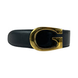 Gucci belt 036 194 0956 leather Black GoldMetal G buckle 24