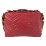 Gucci Shoulder Bag 498100 leather Red Gold Metal GG Marmont