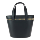 Burberry Tote Bag leather Black Silver Nova Check