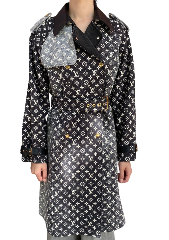 Louis Vuitton 2023 Black Denim Monogram Trench Coat - 38