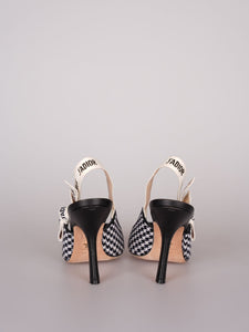 Dior J'ADior Sandals in Black and White Houndstooth Canvas Size 38