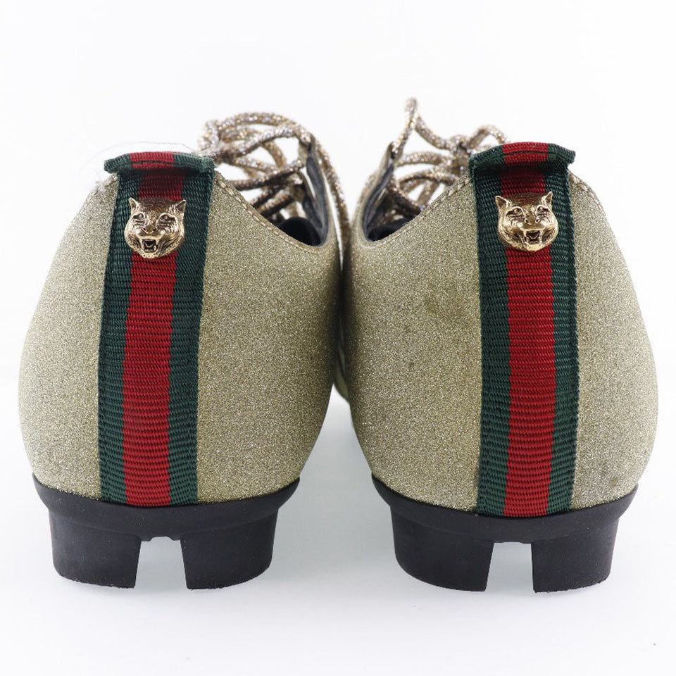 Gucci sneakers 419548 Rubber gold Glitter Cat head Sherry line mens 7