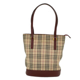 Luxury Burberry Nova Check Shoulder Bag Nylon Leather Beige Wine Red Auth 52038