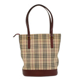 Luxury Burberry Nova Check Shoulder Bag Nylon Leather Beige Wine Red Auth 52038