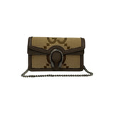 Gucci Shoulder Bag Leather, Canvas Brown Jumbo GG Dionysus Women