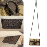 Gucci Shoulder Bag Leather, Canvas Brown Jumbo GG Dionysus Women