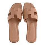 Hermes Epsom Oran Sandals 37.5 Beige Perlino