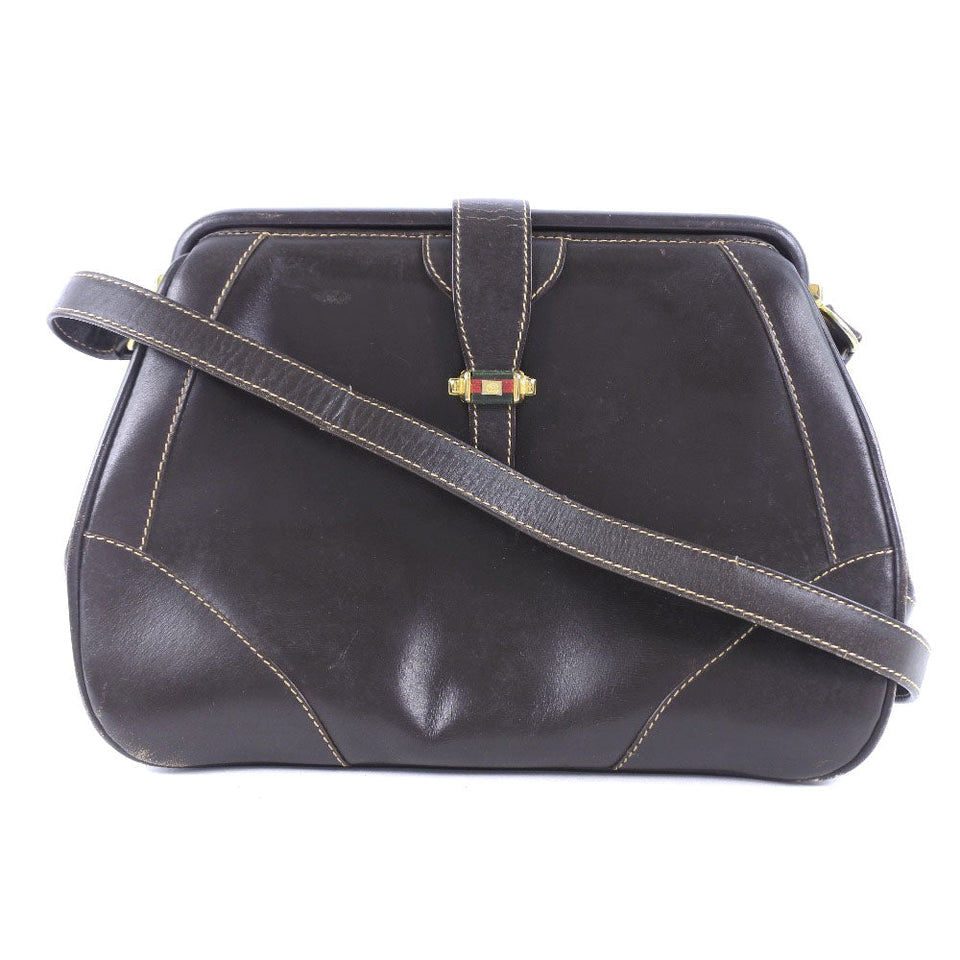 Gucci Shoulder Bag Calfskin Brown vintage Women