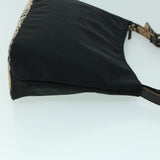 Luxury Burberry Nova Check Shoulder Bag Nylon Leather Beige Black Auth 53789