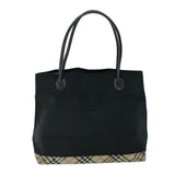Luxury Burberry Nova Check Shoulder Bag Nylon Leather Beige Black Auth 53791