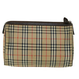 Luxury BurberrySs Nova Check Clutch Bag Canvas Leather Beige Brown Auth 53792