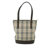 Luxury Burberry Nova Check Tote Bag Canvas Leather Beige Brown Auth 54021