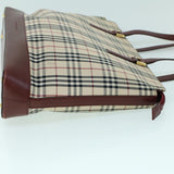 Luxury Burberry Nova Check Tote Bag Canvas Leather Beige Red Auth 54022