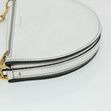 Luxury Burberry Olympia Chain Shoulder Bag Leather Silver Auth 54029