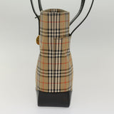 Luxury Burberry Nova Check Shoulder Bag Canvas Leather Beige Black Auth 54108