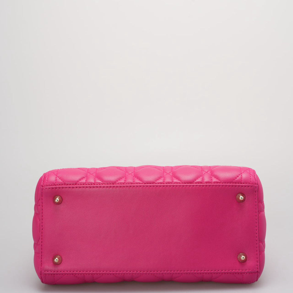 Christian Dior Pink Lady Dior in Cannage Lambskin Leather with Gold Hardware Medium