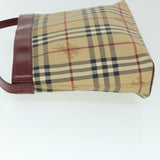 Luxury Burberry Nova Check Shoulder Bag PVC Leather Beige Red Auth 54838