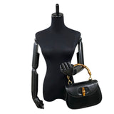 Gucci Handbag Leather, Calf Leather black Turn lock Bamboo Women