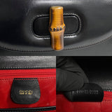 Gucci Handbag Leather, Calf Leather black Turn lock Bamboo Women