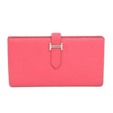 Hermes Bear Souffle Rose Azare Silver Metal Fittings Long Wallet