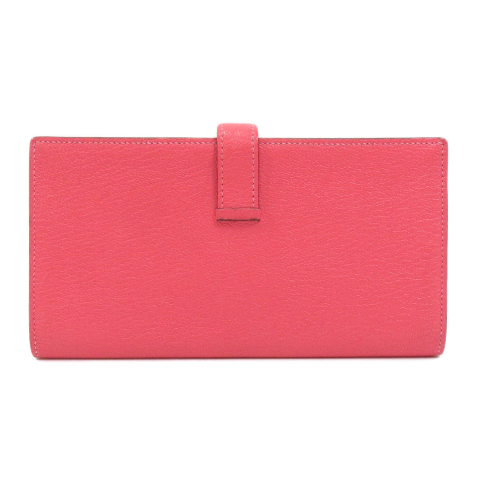 Hermes Bear Souffle Rose Azare Silver Metal Fittings Long Wallet