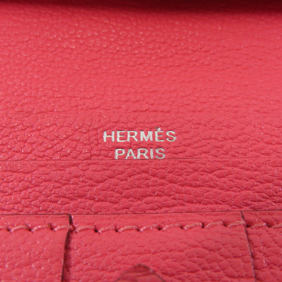 Hermes Bear Souffle Rose Azare Silver Metal Fittings Long Wallet