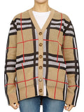 Luxury Burberry V-Neck Checked Technical Cotton Cardigan Archive Beige