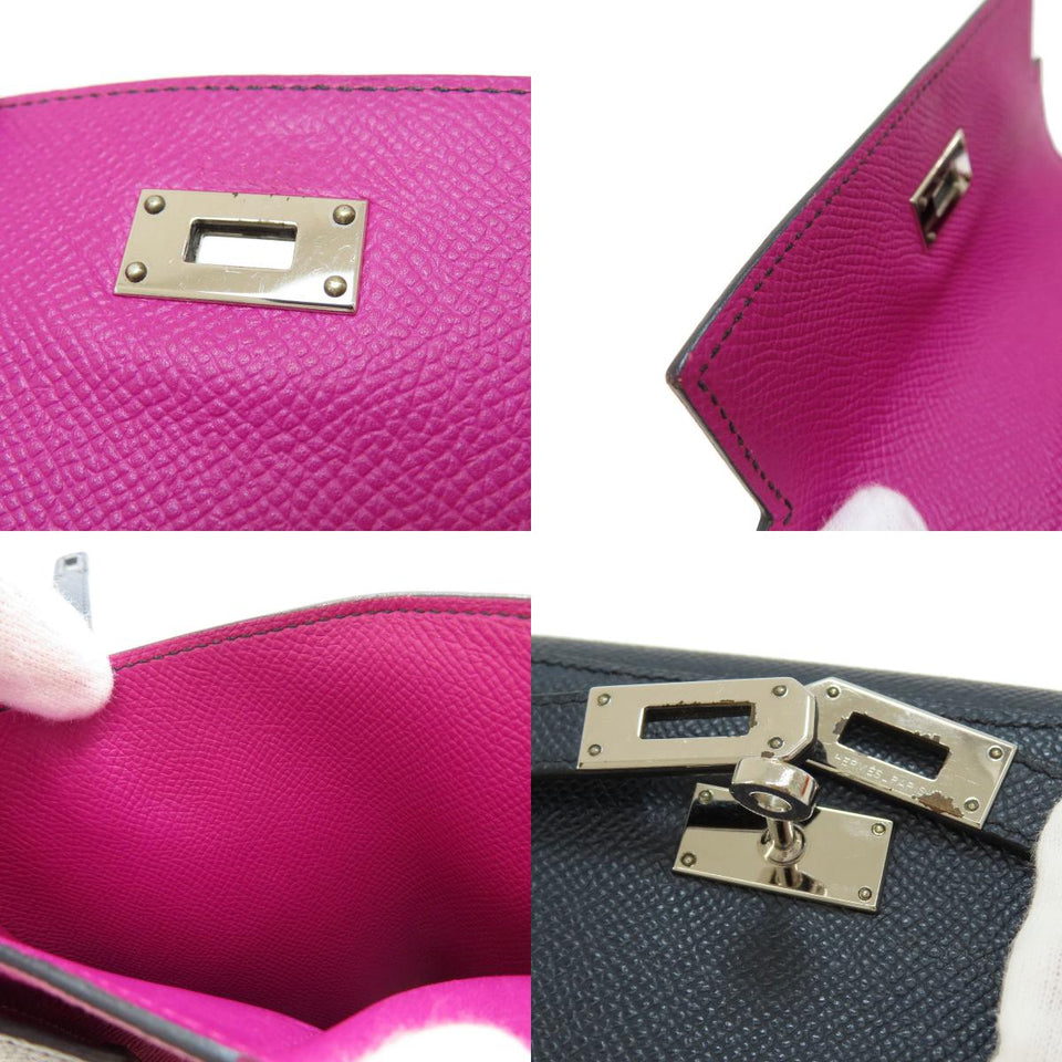 Hermes Kelly Compact Navy Silver Metal Fittings Bi-fold Wallet