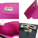 Hermes Kelly Compact Navy Silver Metal Fittings Bi-fold Wallet