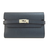 Hermes Kelly Compact Navy Silver Metal Fittings Bi-fold Wallet
