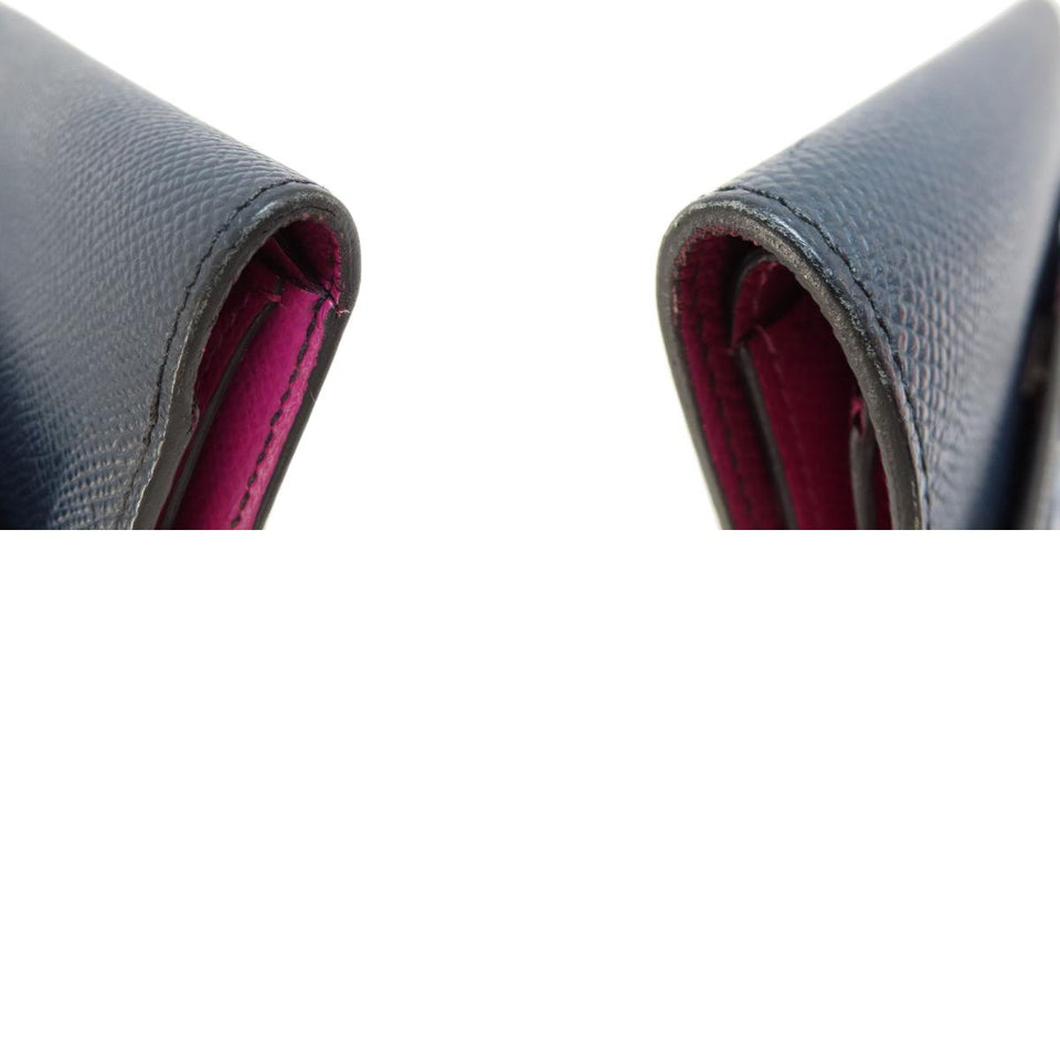 Hermes Kelly Compact Navy Silver Metal Fittings Bi-fold Wallet