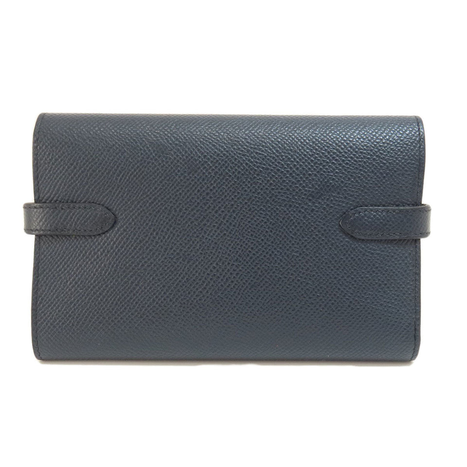 Hermes Kelly Compact Navy Silver Metal Fittings Bi-fold Wallet