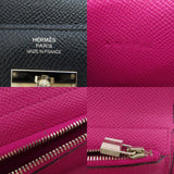 Hermes Kelly Compact Navy Silver Metal Fittings Bi-fold Wallet