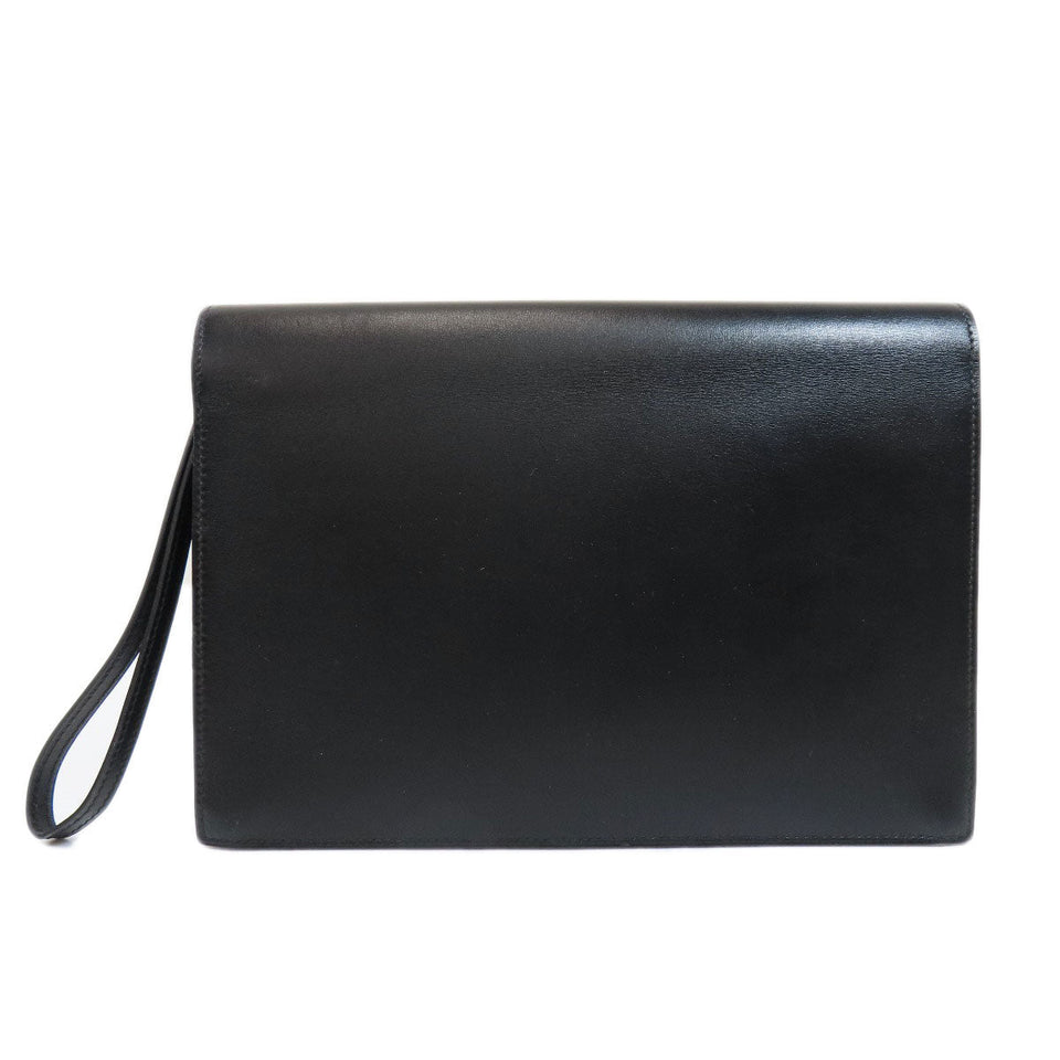 Hermes Pochette Jet Black Gold Hardware Second Bag Box Calf