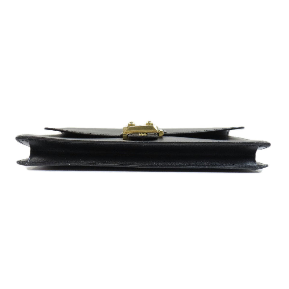 Hermes Pochette Jet Black Gold Hardware Second Bag Box Calf