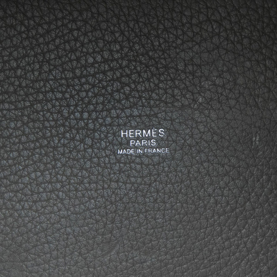 Hermes Picotin Lock PM Gray Silver Hardware Handbag Taurillon