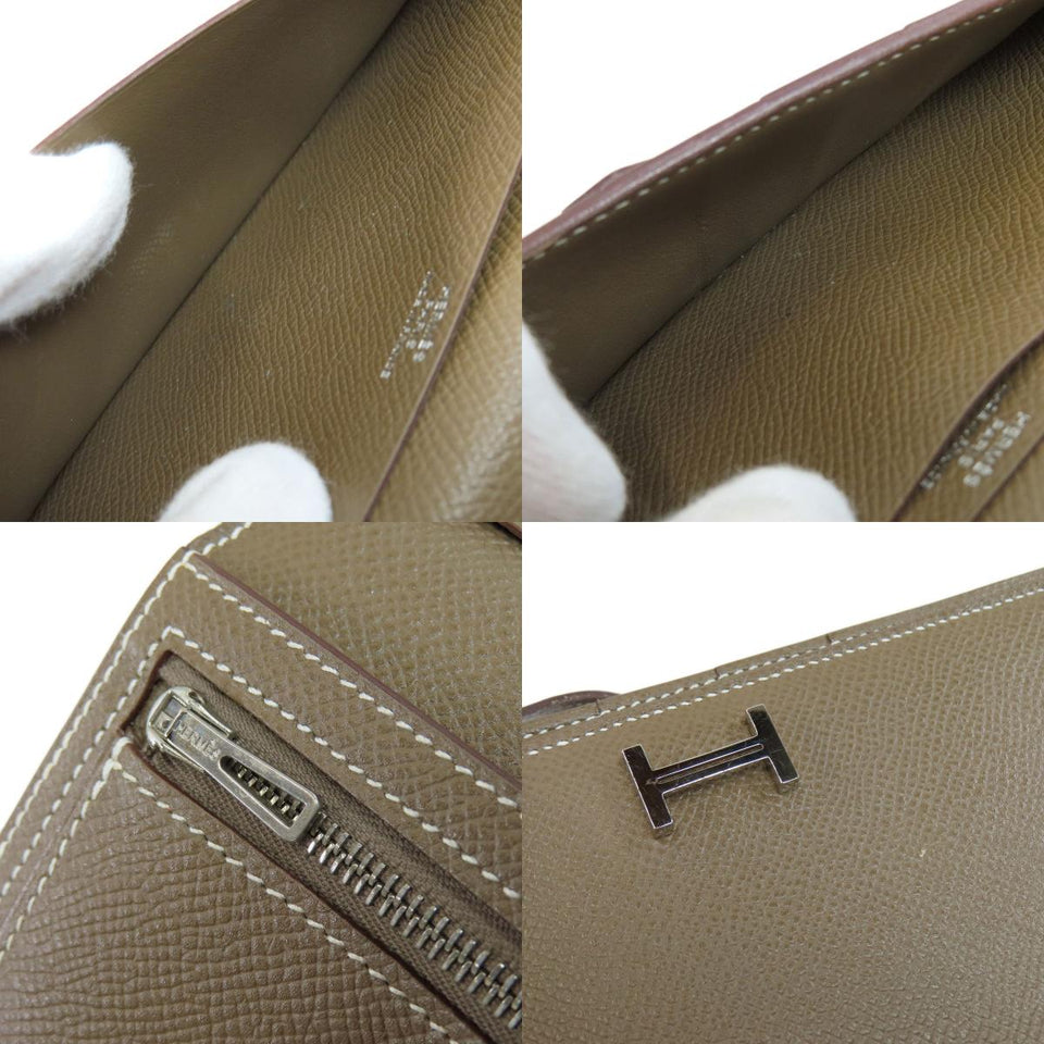 Hermes Bearn Souffle Etoupe Silver Metal Fittings Long Wallet
