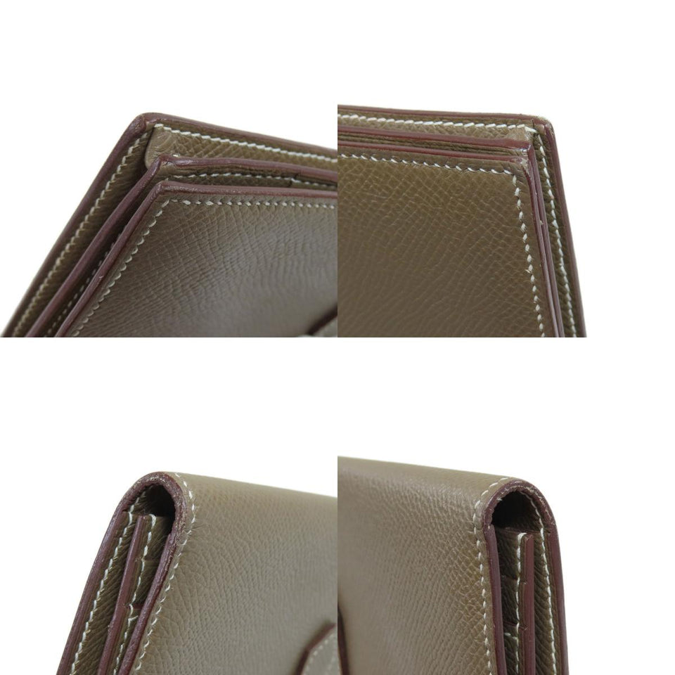 Hermes Bearn Souffle Etoupe Silver Metal Fittings Long Wallet