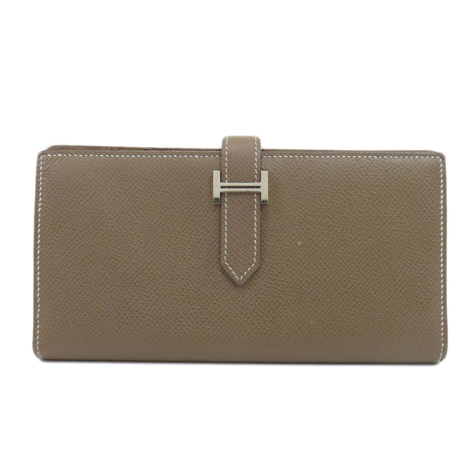 Hermes Bearn Souffle Etoupe Silver Metal Fittings Long Wallet