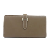 Hermes Bearn Souffle Etoupe Silver Metal Fittings Long Wallet