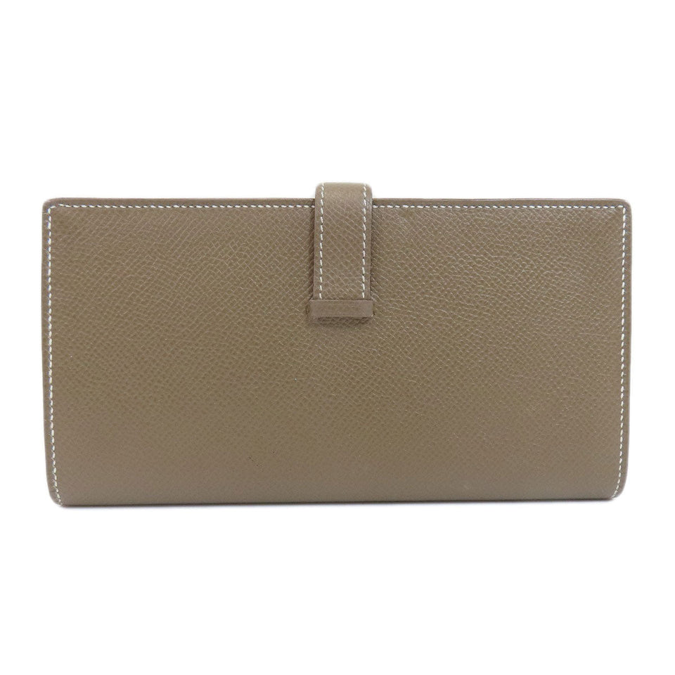 Hermes Bearn Souffle Etoupe Silver Metal Fittings Long Wallet