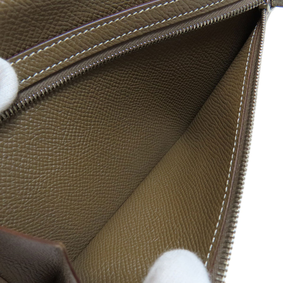 Hermes Bearn Souffle Etoupe Silver Metal Fittings Long Wallet